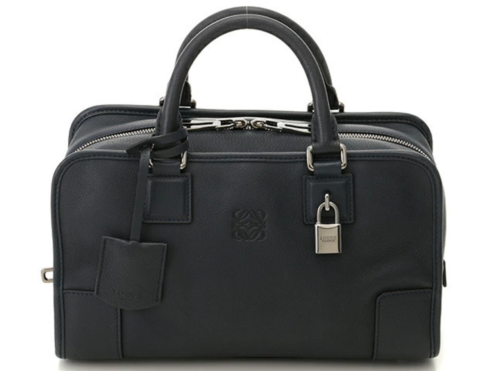 Loewe Amazona Handbag Navy Blue Leather